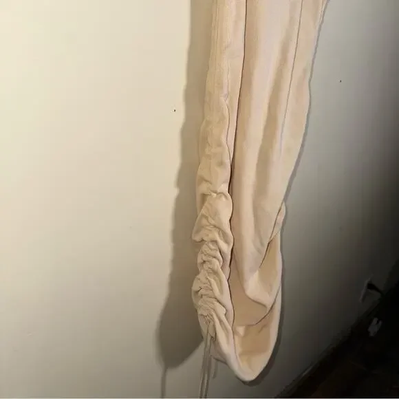 LIONESS Revolve Military Minds classic ruched side Mini Dress Beige S - Picture 4 of 8